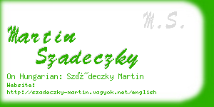 martin szadeczky business card